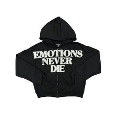 Mixed Emotion Black ‘End’ Rhinestone hoodie
