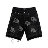 Mixed Emotion Black “ME” Rhinestone Denim Shorts