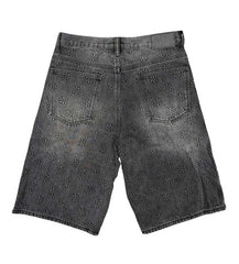 Lost Shdws Embossed Logo Denim Shorts Washed Black