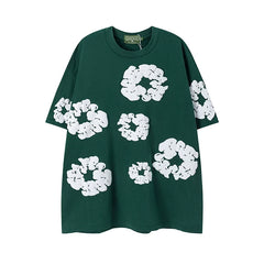DENIM TEARS Kapok Foam Printed Stylish Casual Loose Men and Women Couple Short Sleeve T-shirt Casual Set (3)