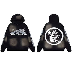 Hellstar Black Faded Wash Circular Logo Hoodie