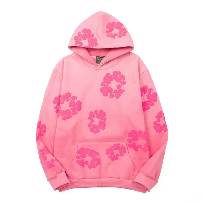Denim tea, hip hop, hoodie, trendy hip-hop, high street retro, vintage, vintage, plus fleece hooded sweatshirt for men (4)