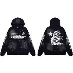 Hellstar Black Star‑Speckled Washed Hoodie