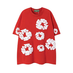 DENIM TEARS Kapok Foam Printed Stylish Casual Loose Men and Women Couple Short Sleeve T-shirt Casual Set (5)