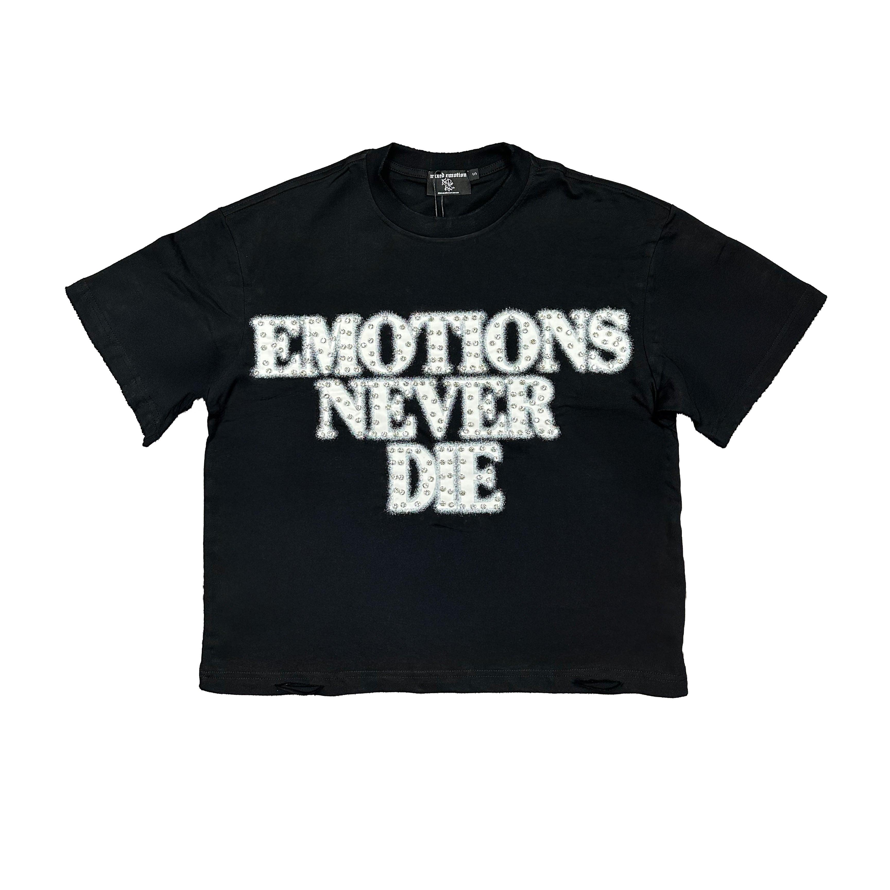 Mixed Emotions Black ‘End’ Rhinestone Tee