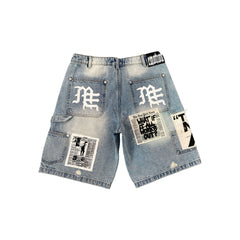 Mixed Emotion Blue “AI” Denim Shorts