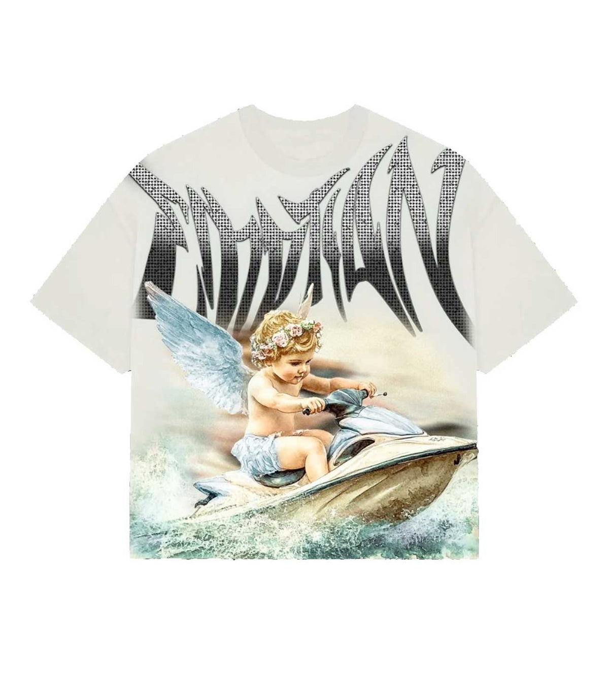 Mixed Emotion Jetski Rhinestone Tee Cream