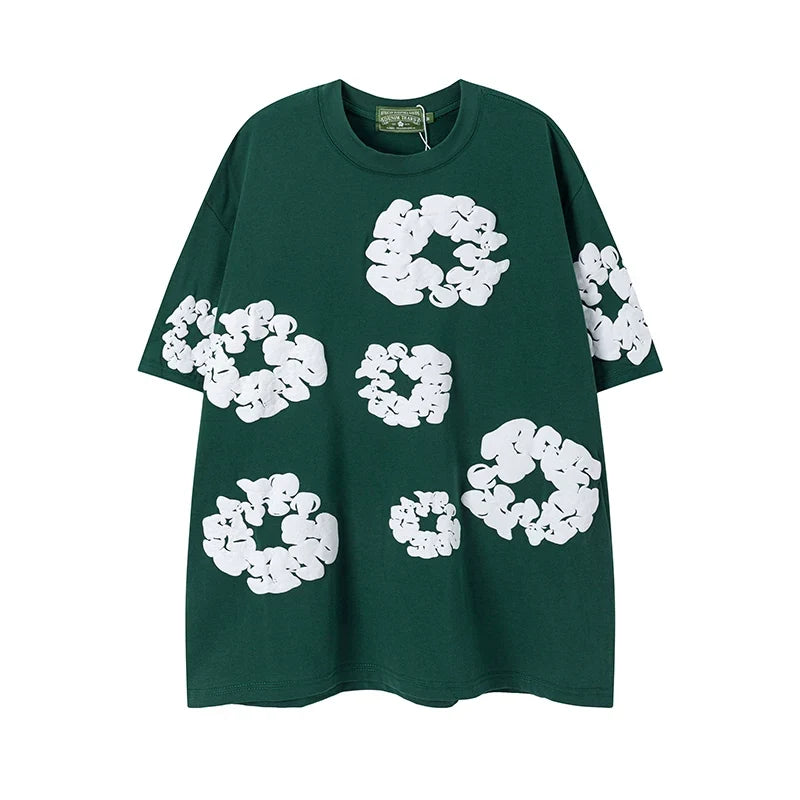 DENIM TEARS Kapok Foam Printed Stylish Casual Loose Men and Women Couple Short Sleeve T-shirt Casual Set (4)