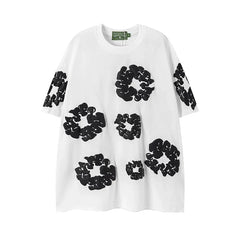 DENIM TEARS Kapok Foam Printed Stylish Casual Loose Men and Women Couple Short Sleeve T-shirt Casual Set (18)