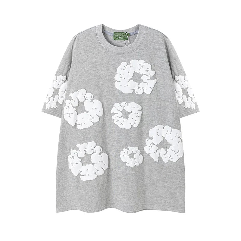 DENIM TEARS Kapok Foam Printed Stylish Casual Loose Men and Women Couple Short Sleeve T-shirt Casual Set (4)
