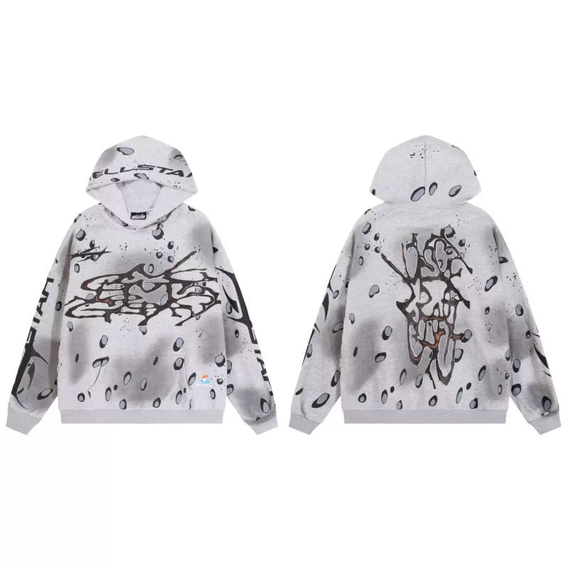 Hellstar Light‑Tone Splatter Graffiti Art Pullover Hoodie