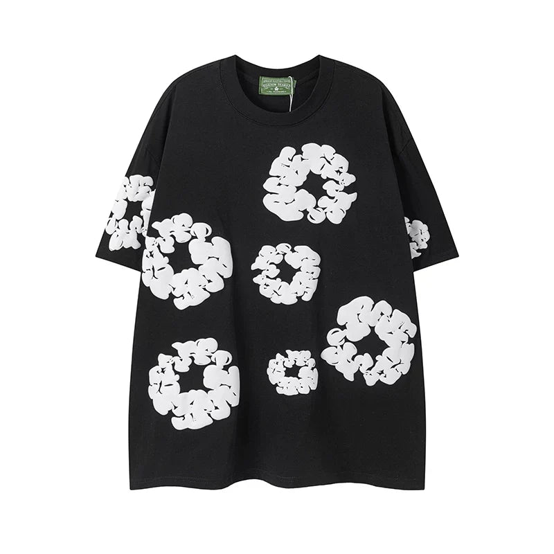 DENIM TEARS Kapok Foam Printed Stylish Casual Loose Men and Women Couple Short Sleeve T-shirt Casual Set (4)