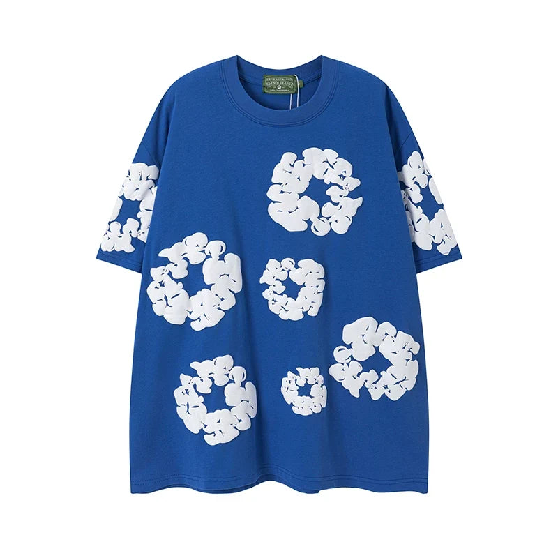DENIM TEARS Kapok Foam Printed Stylish Casual Loose Men and Women Couple Short Sleeve T-shirt Casual Set (4)