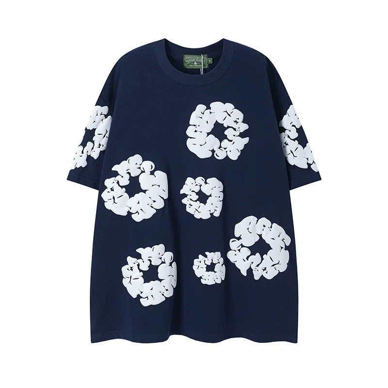 DENIM TEARS Kapok Foam Printed Stylish Casual Loose Men and Women Couple Short Sleeve T-shirt Casual Set (4)