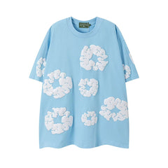 DENIM TEARS Kapok Foam Printed Stylish Casual Loose Men and Women Couple Short Sleeve T-shirt Casual Set (25)