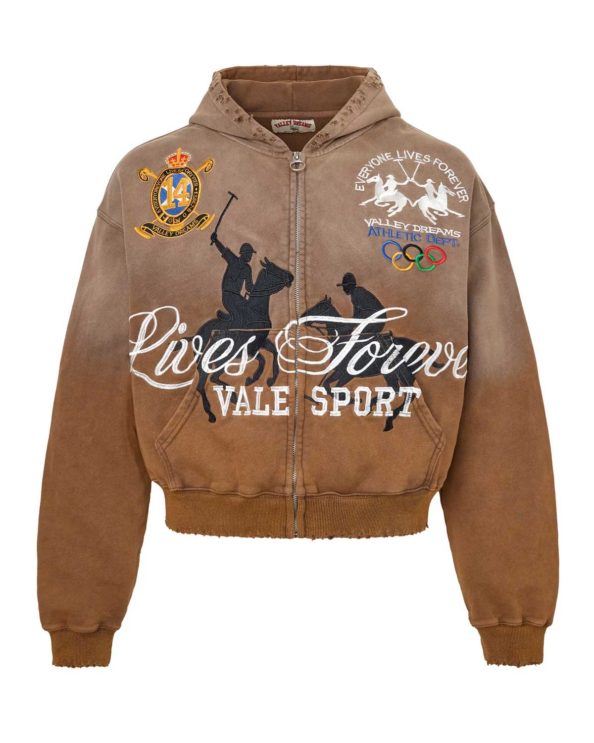 Vale Forever Vanderbilt Zip Up Hoodie Brown