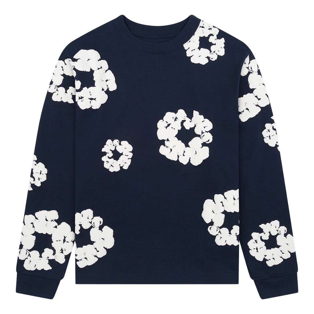 Denim Tears Cotton Wreath Navy Long Sleeve Tee