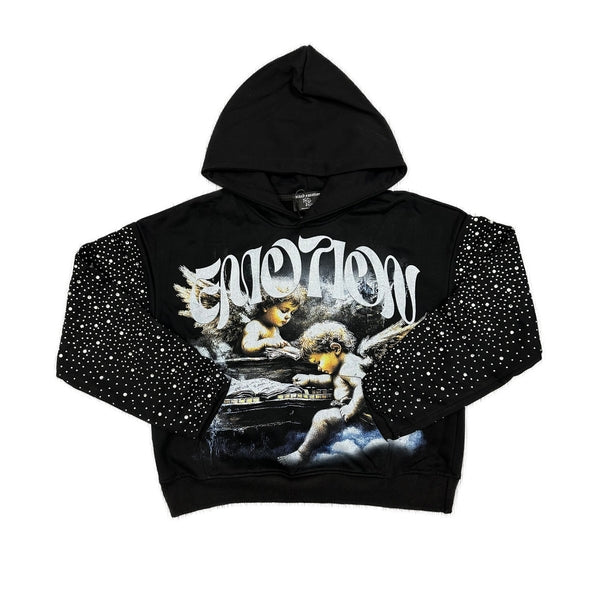 Mixed Emotion Fallen Angels Rhinestone Hoodie